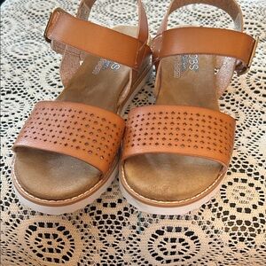 BOBS from Skechers Tan Perforated Sandals